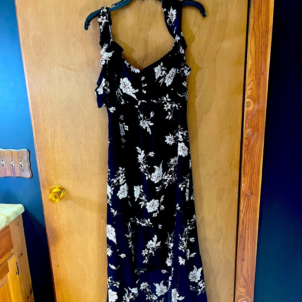 Cece ruffle shoulder floral high-low maxi dress MEDIUM